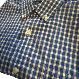 Nautica Blue And White Gingham Button Down Long Sleeve Shirt Medium